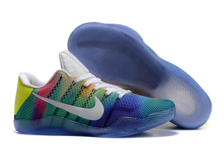 Nike Kobe 11 Flyknit Blue Yellow Silver Shoes